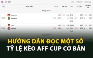 Hướng dẫn đọc một số tỷ lệ kèo AFF Cup cơ bản